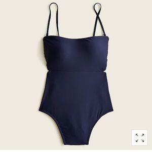 J Crew Cutout tie-back one-piece Navy Blue